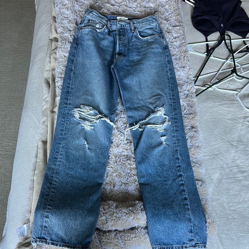 Distressed Blue Jeans